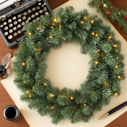 1 Pcs Artificial Pine Wreath Garland Artificial Lighting Simulation Wreath Festival Theme Party New Year Decor Props
