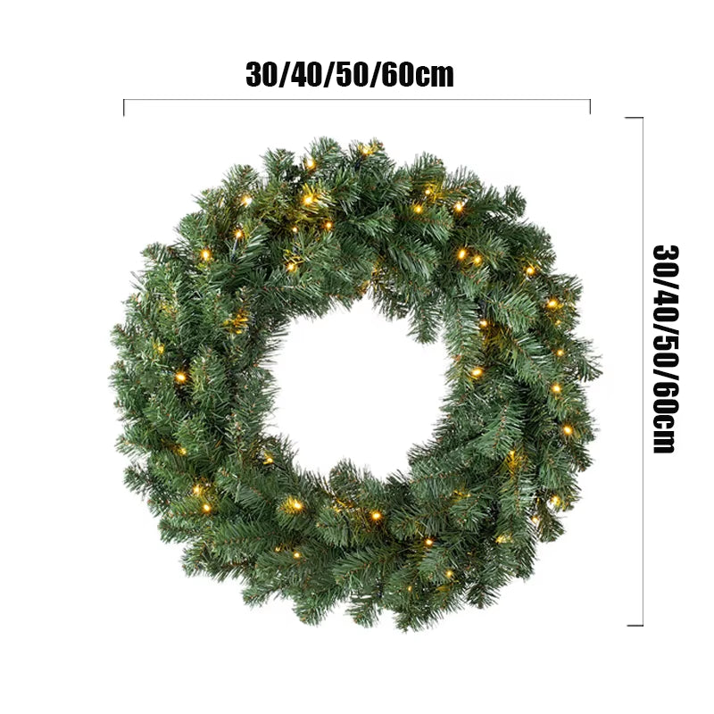 1 Pcs Artificial Pine Wreath Garland Artificial Lighting Simulation Wreath Festival Theme Party New Year Decor Props
